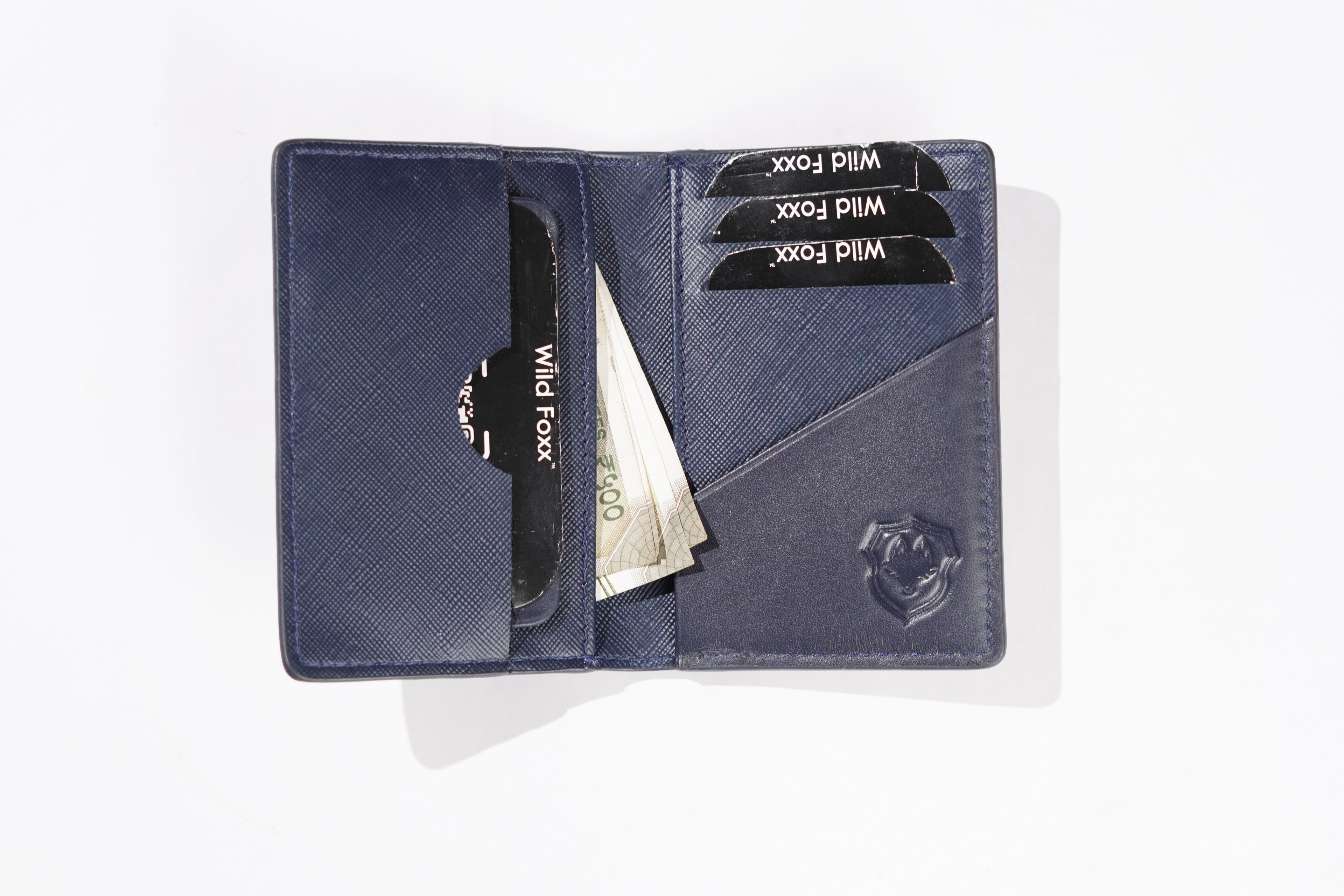 Wildfoxx Bi-Fold Leather Card Holder - Blue