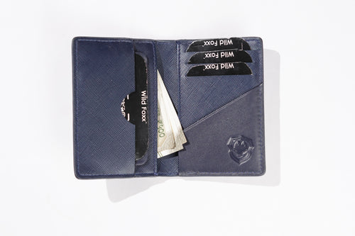 Wildfoxx Bi-Fold Leather Card Holder - Blue