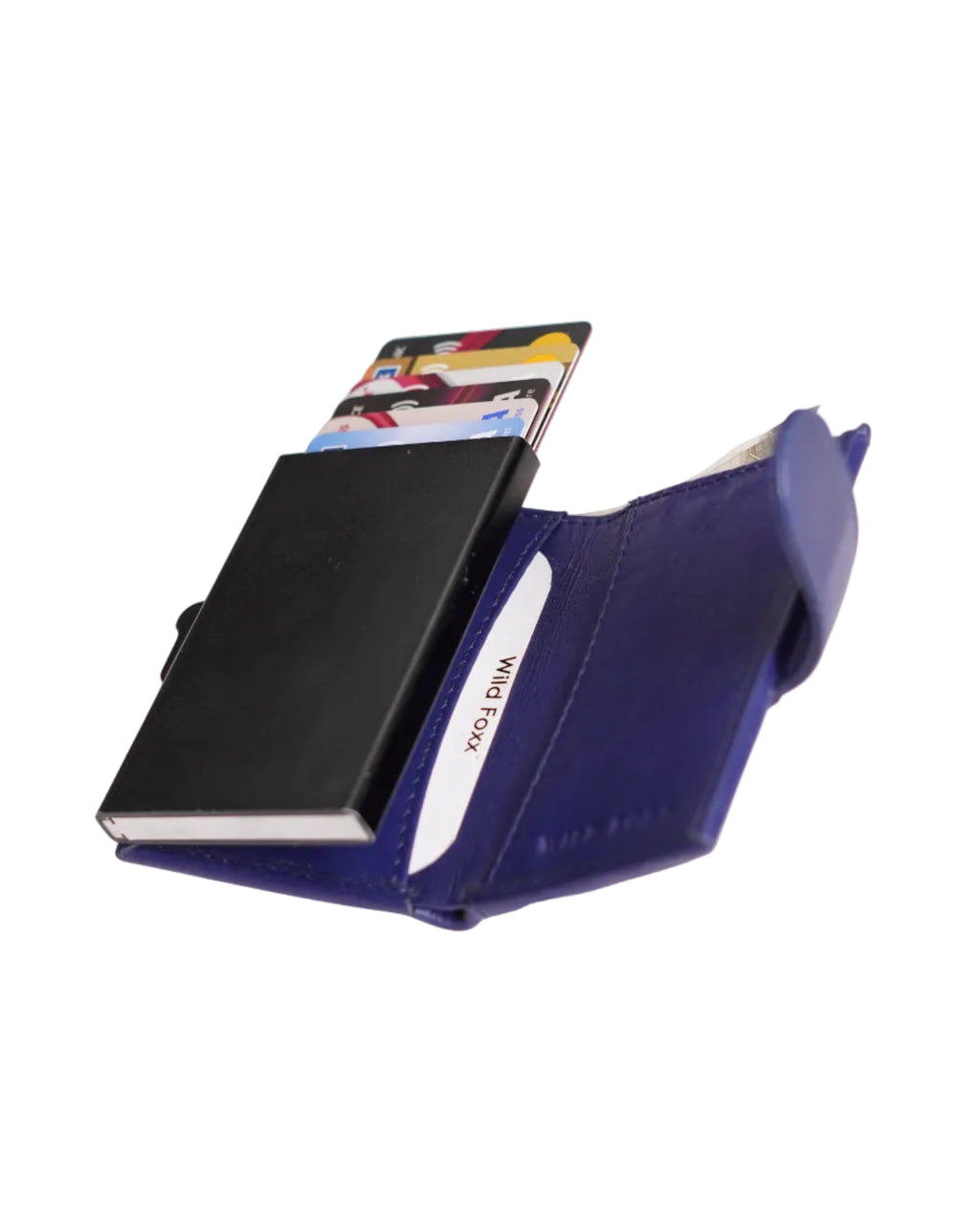 Wildfoxx Leather Metal Card Holder - Blue