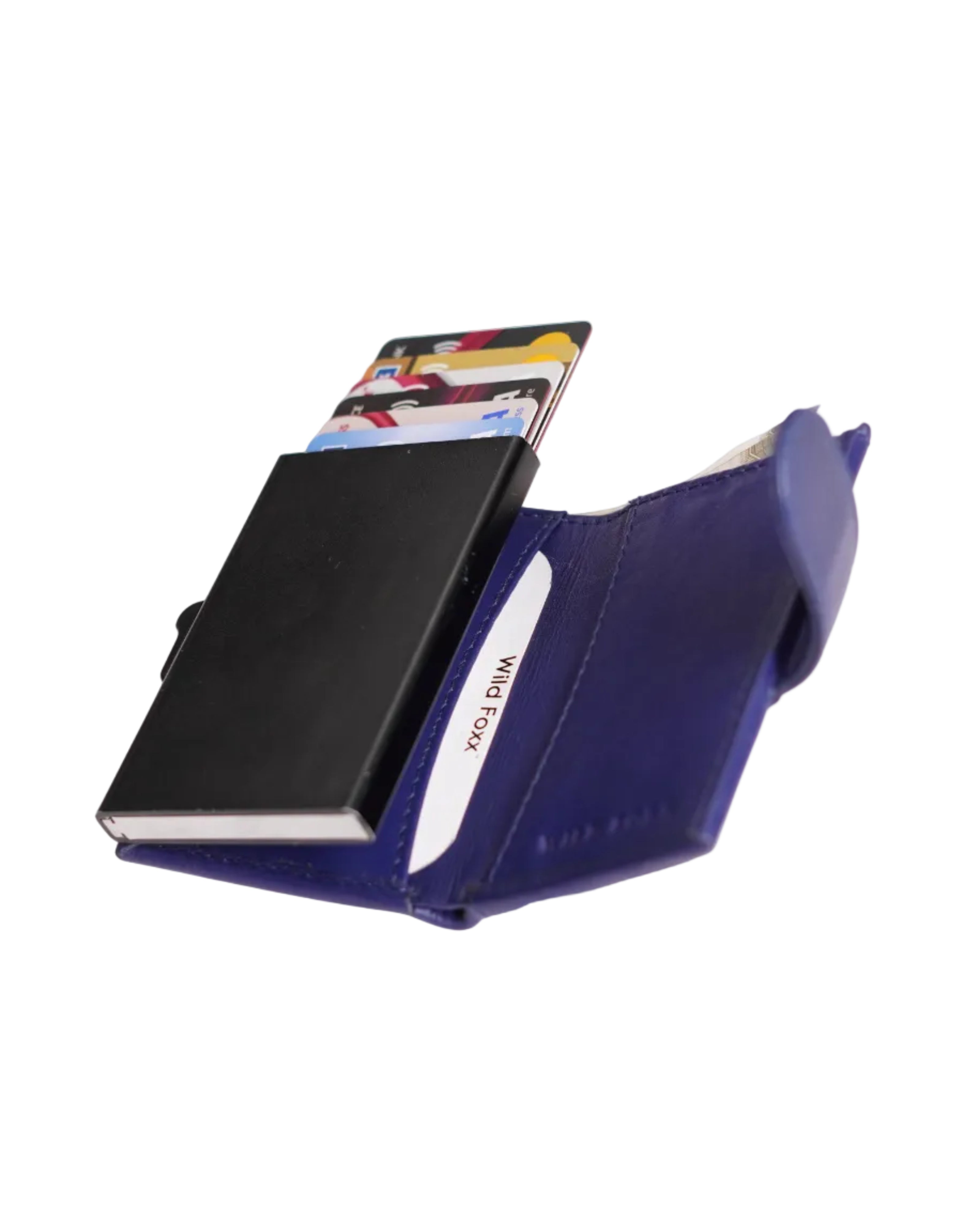 Wildfoxx Leather Metal Card Holder - Blue