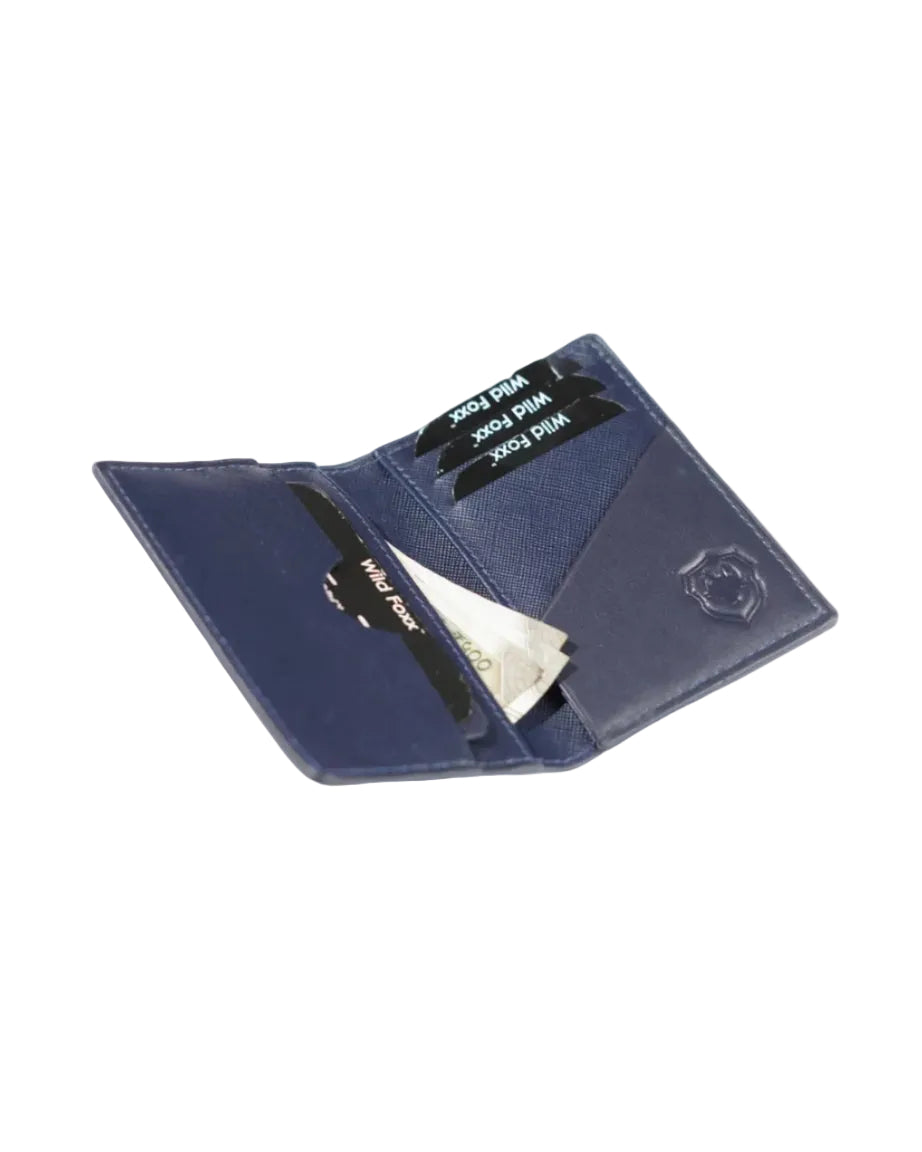 Wildfoxx Bi-Fold Leather Card Holder - Blue