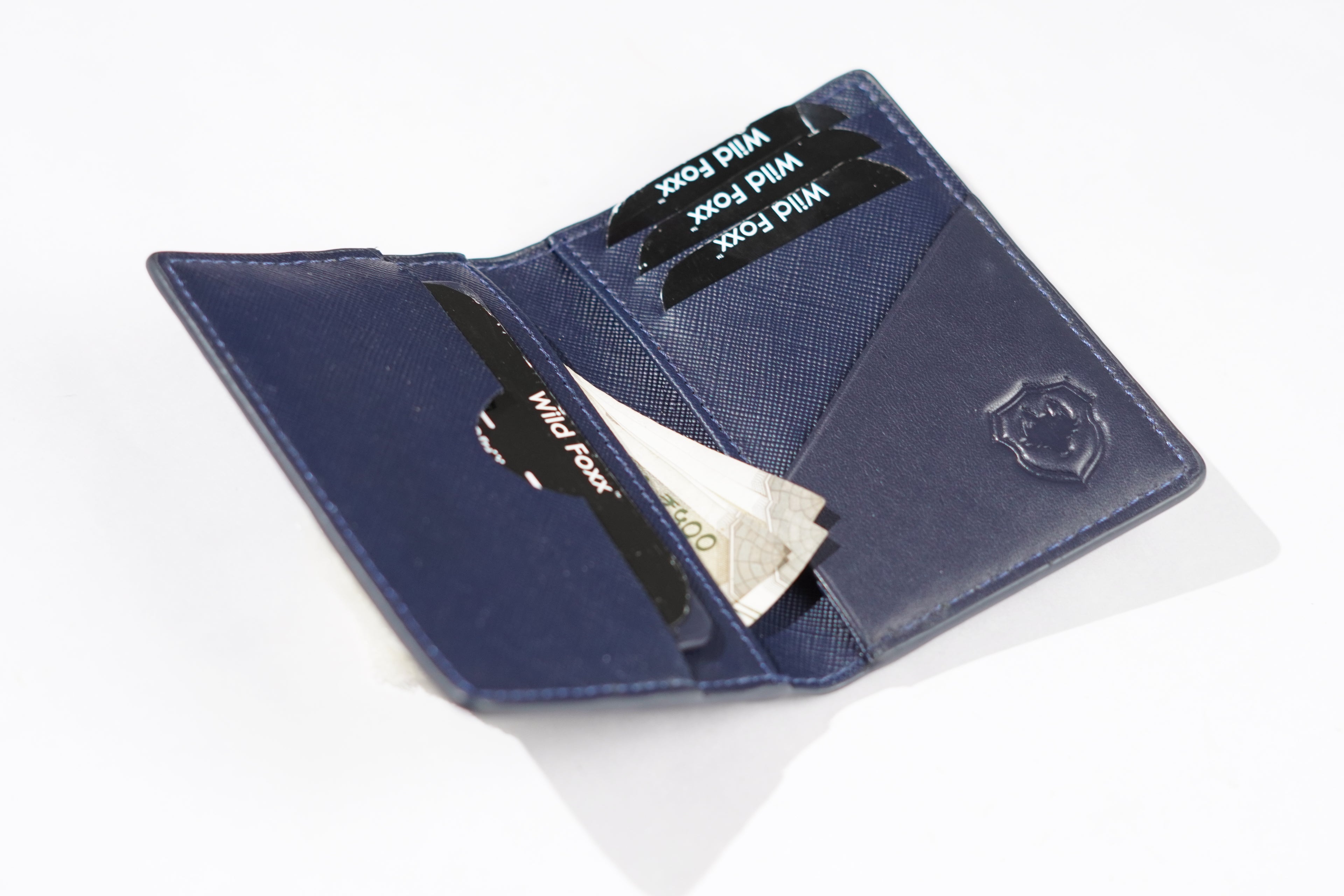 Wildfoxx Bi-Fold Leather Card Holder - Blue