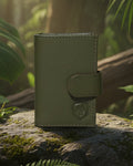 Wildfoxx Leather Metal Card Holder - Olive