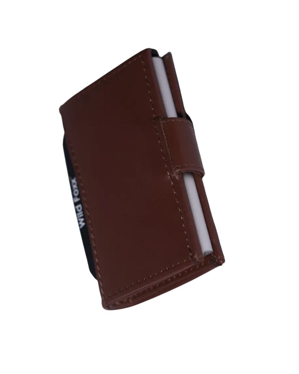 Wildfoxx Leather Metal Card Holder - Chocolate Brown
