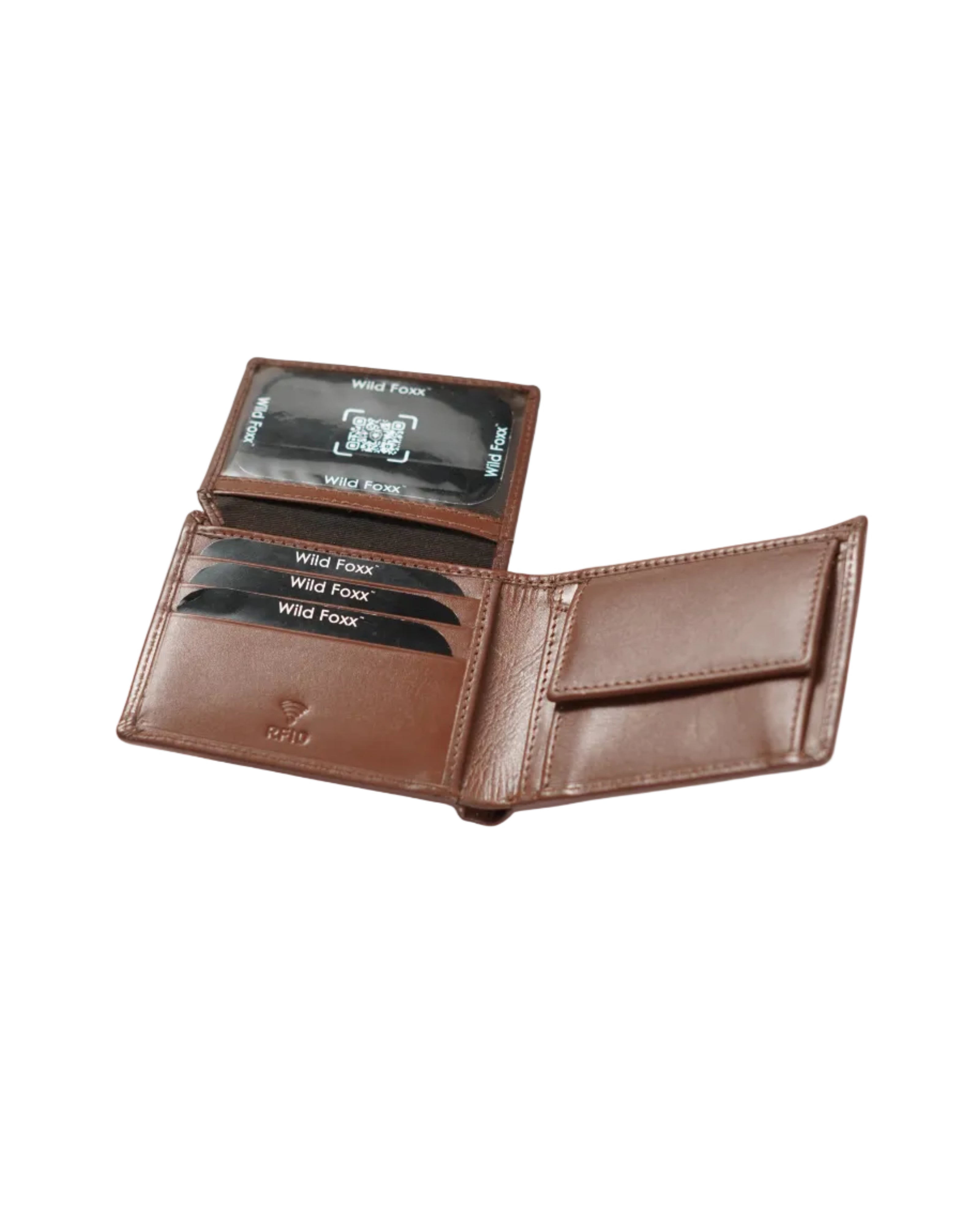 Wildfoxx Royal Cognac Brown Elite Bi-Fold Wallet with Coin Pouch