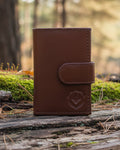 Wildfoxx Leather Metal Card Holder - Chocolate Brown