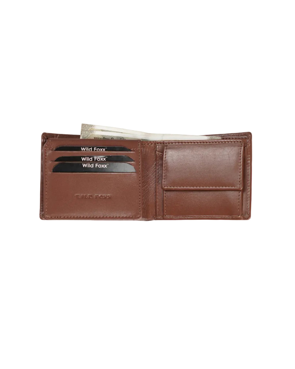 Wildfoxx Royal Cognac Brown Elite Bi-Fold Wallet with Coin Pouch