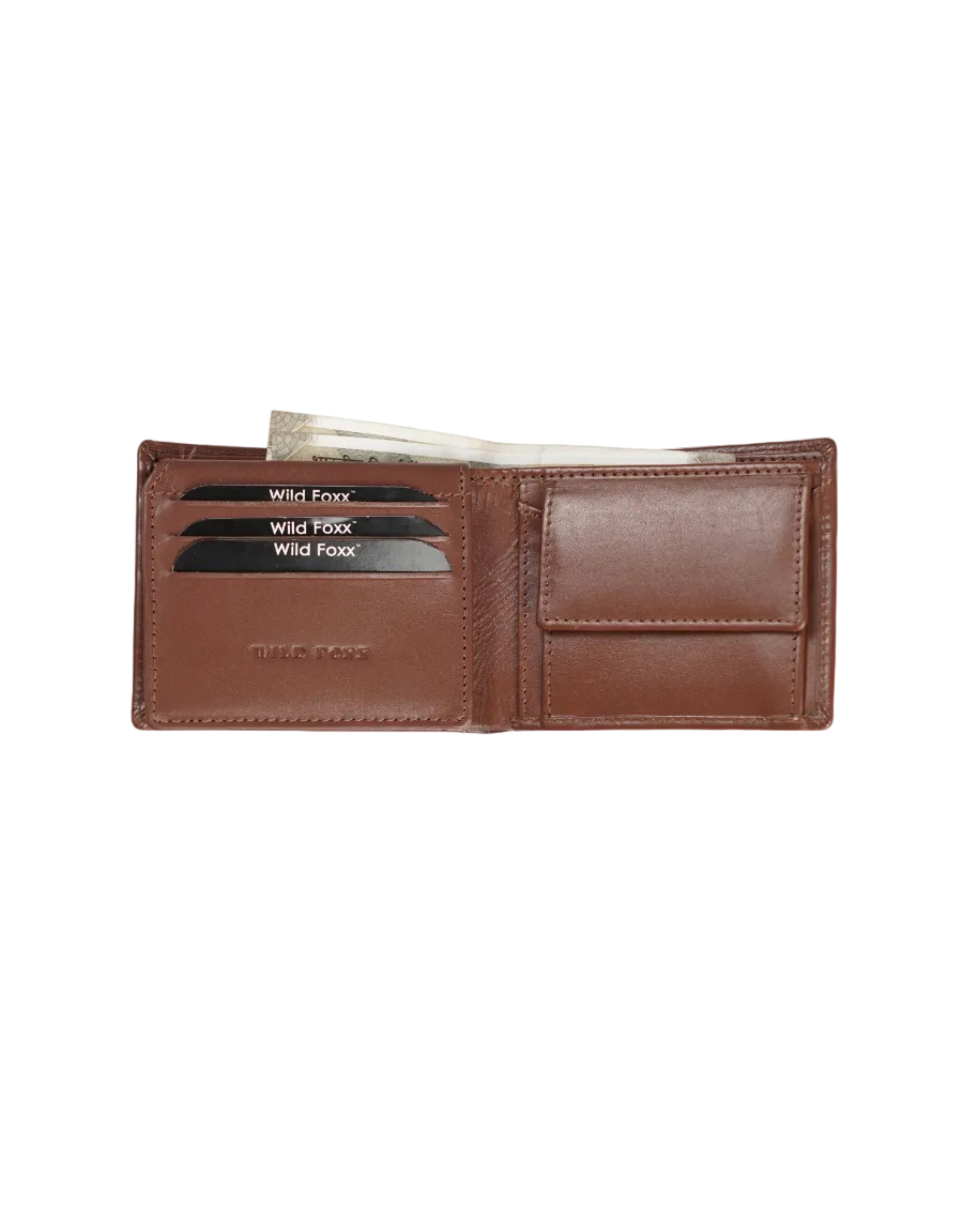 Wildfoxx Royal Cognac Brown Elite Bi-Fold Wallet with Coin Pouch