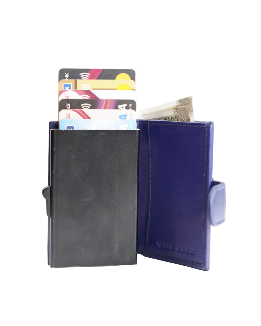 Wildfoxx Leather Metal Card Holder - Blue