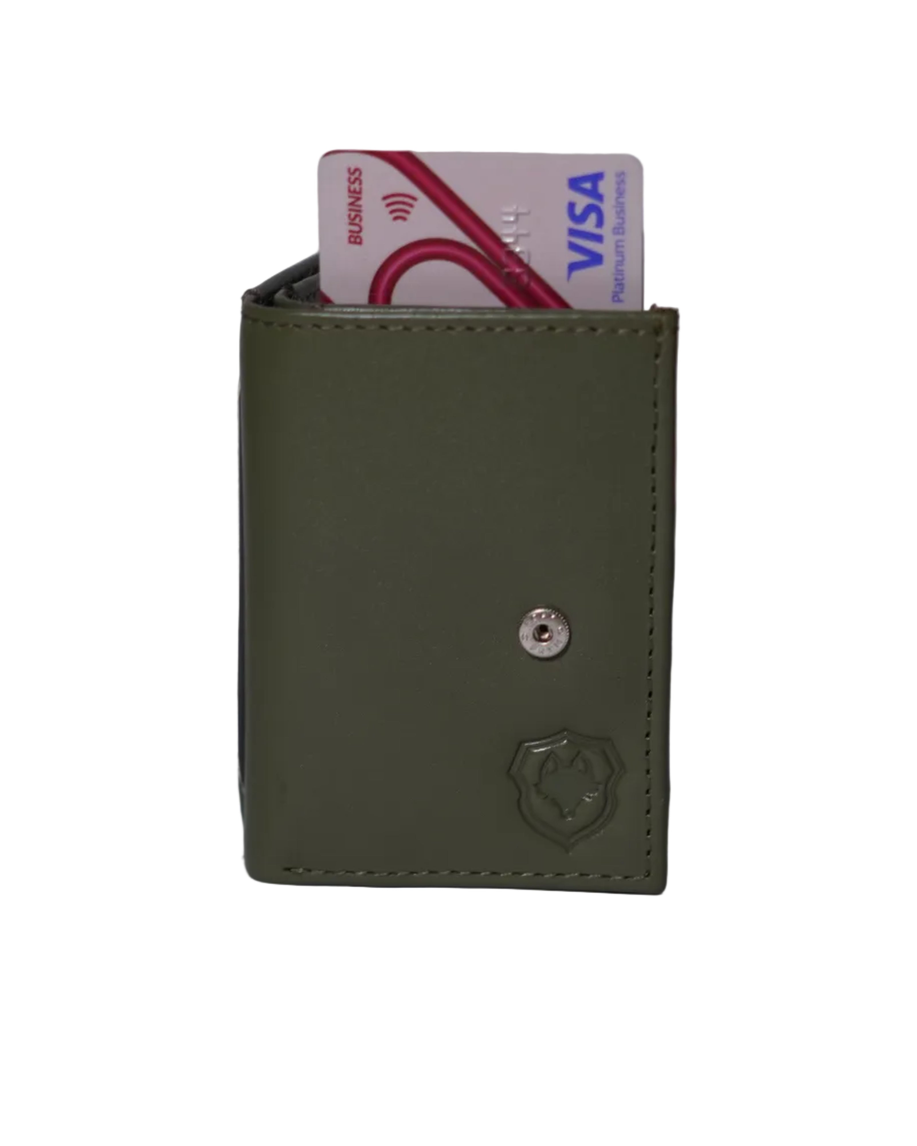 Wildfoxx Leather Metal Card Holder - Olive