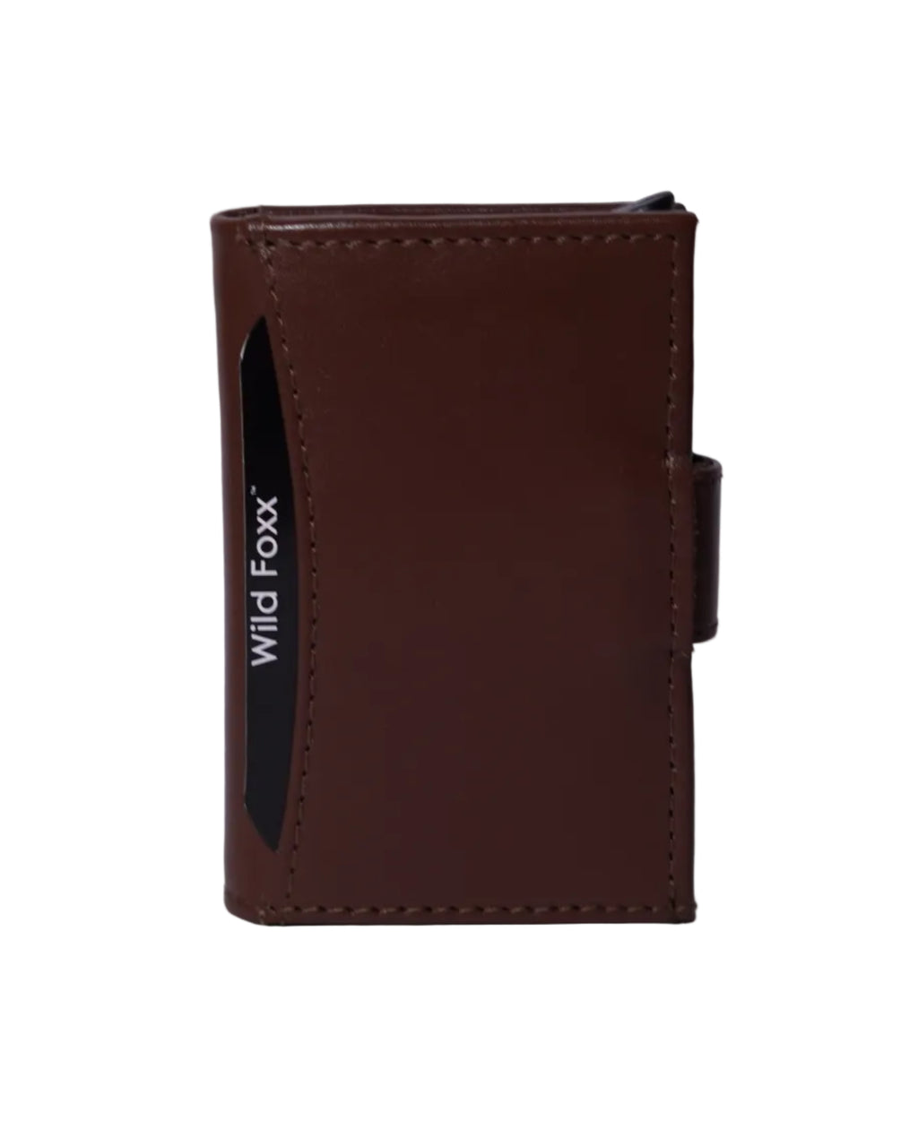 Wildfoxx Leather Metal Card Holder - Chocolate Brown