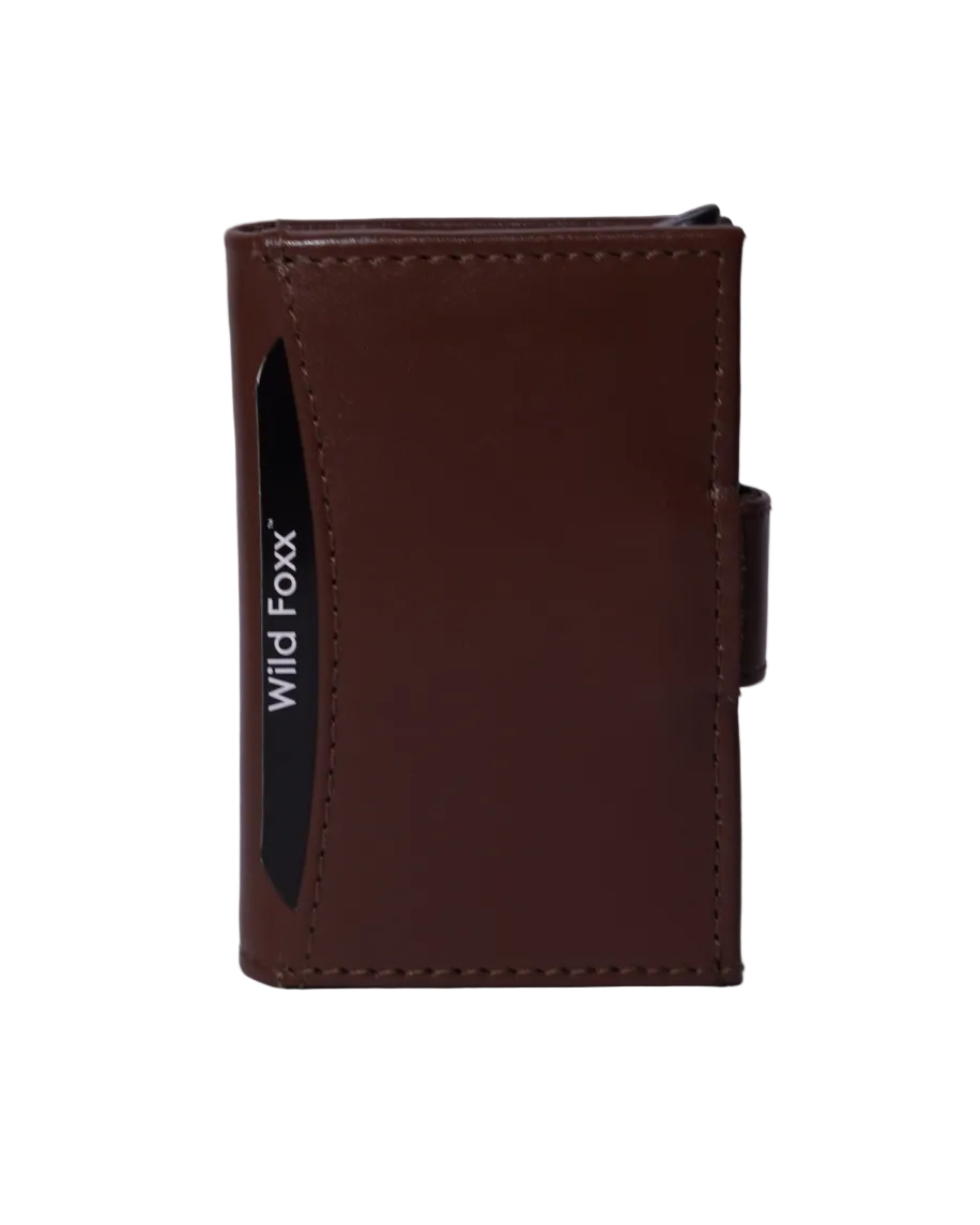 Wildfoxx Leather Metal Card Holder - Chocolate Brown