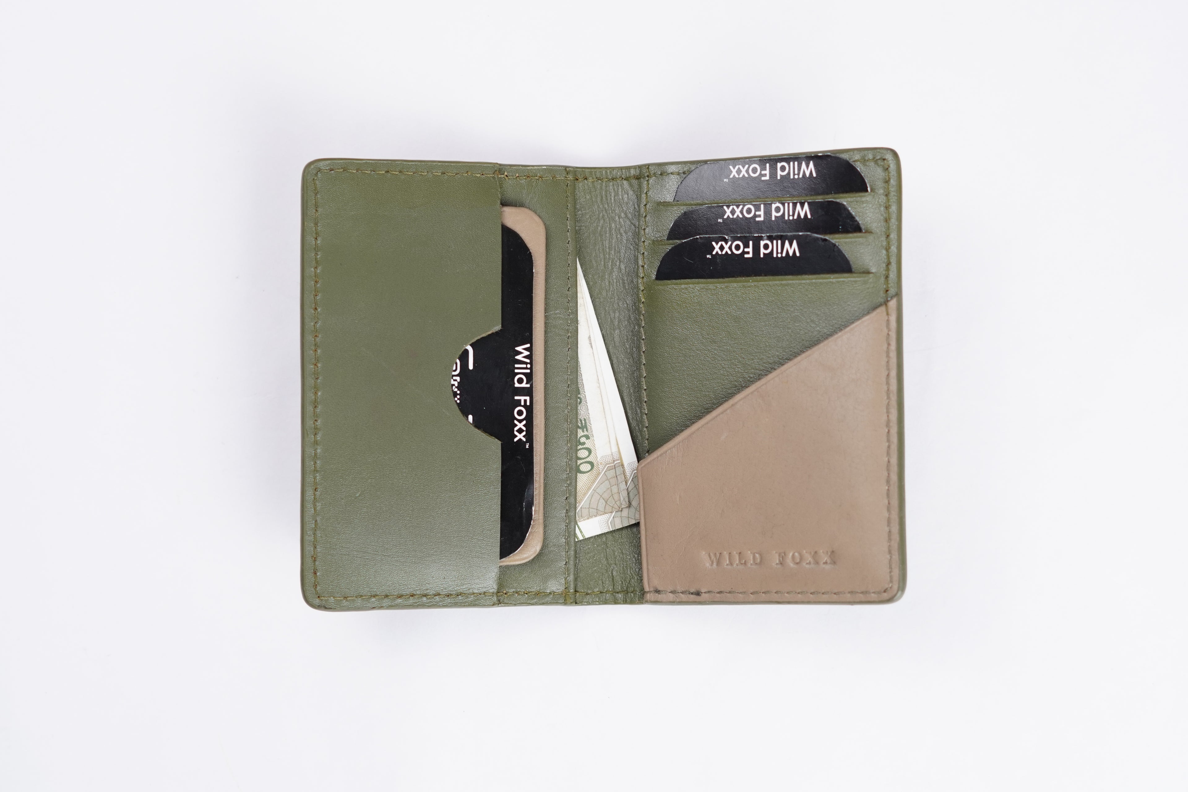 Wildfoxx Bi-Fold Leather Card Holder - Green