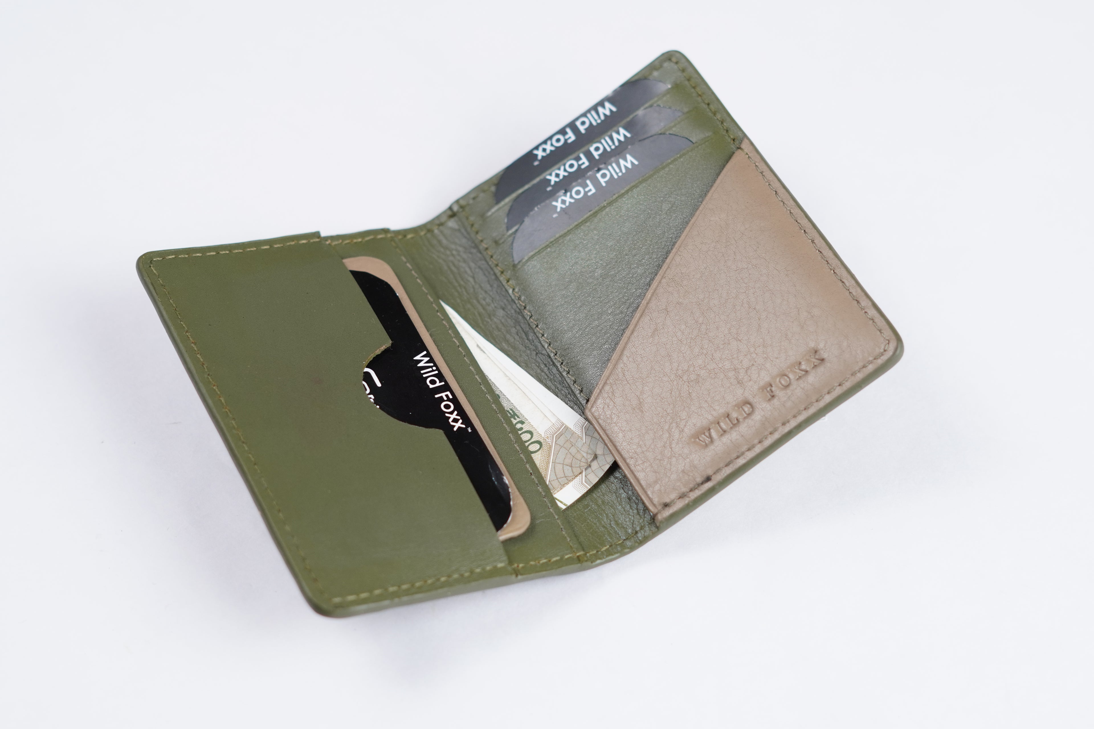 Wildfoxx Bi-Fold Leather Card Holder - Green