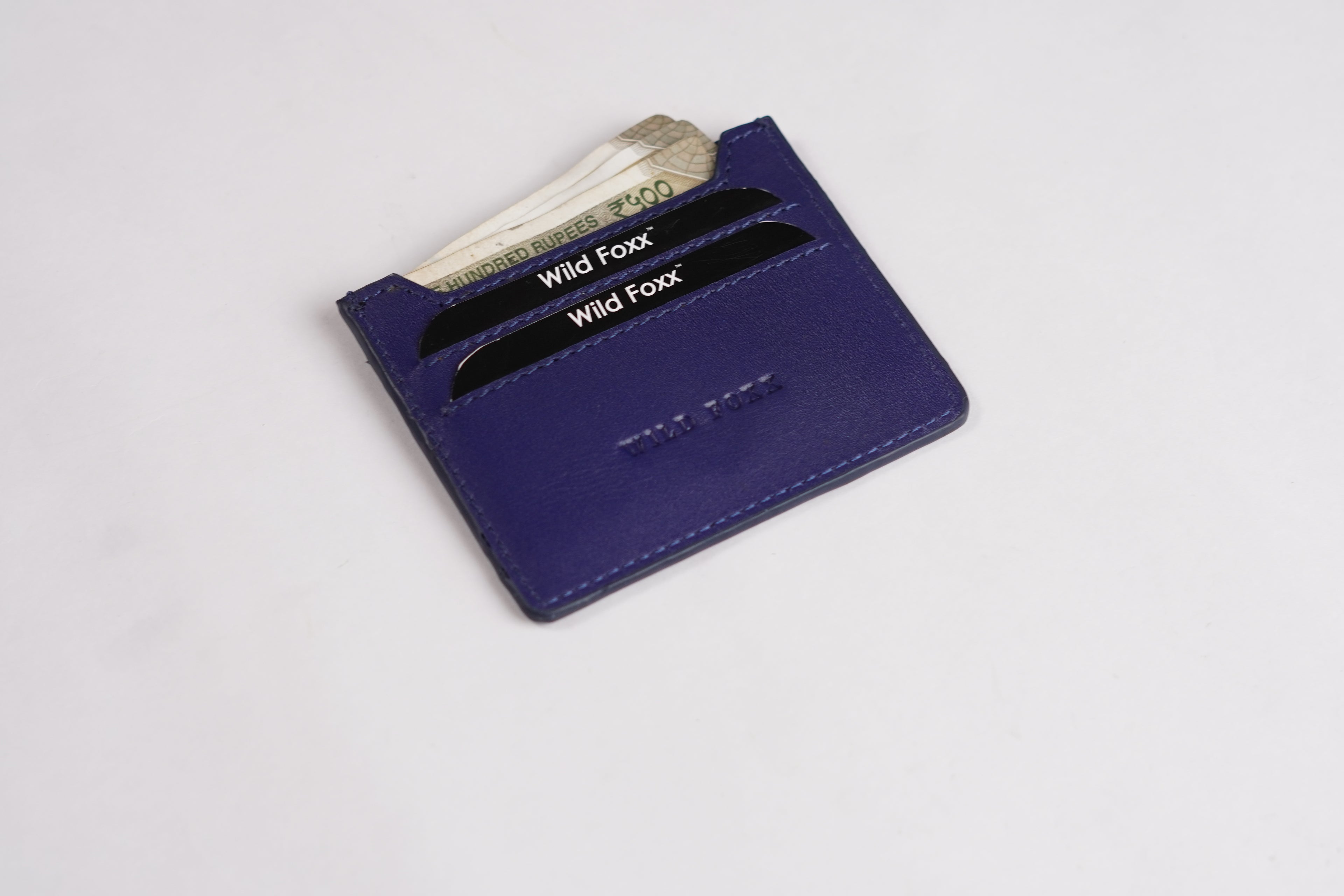 Wildfoxx 3 Slot Leather Card Case - Blue