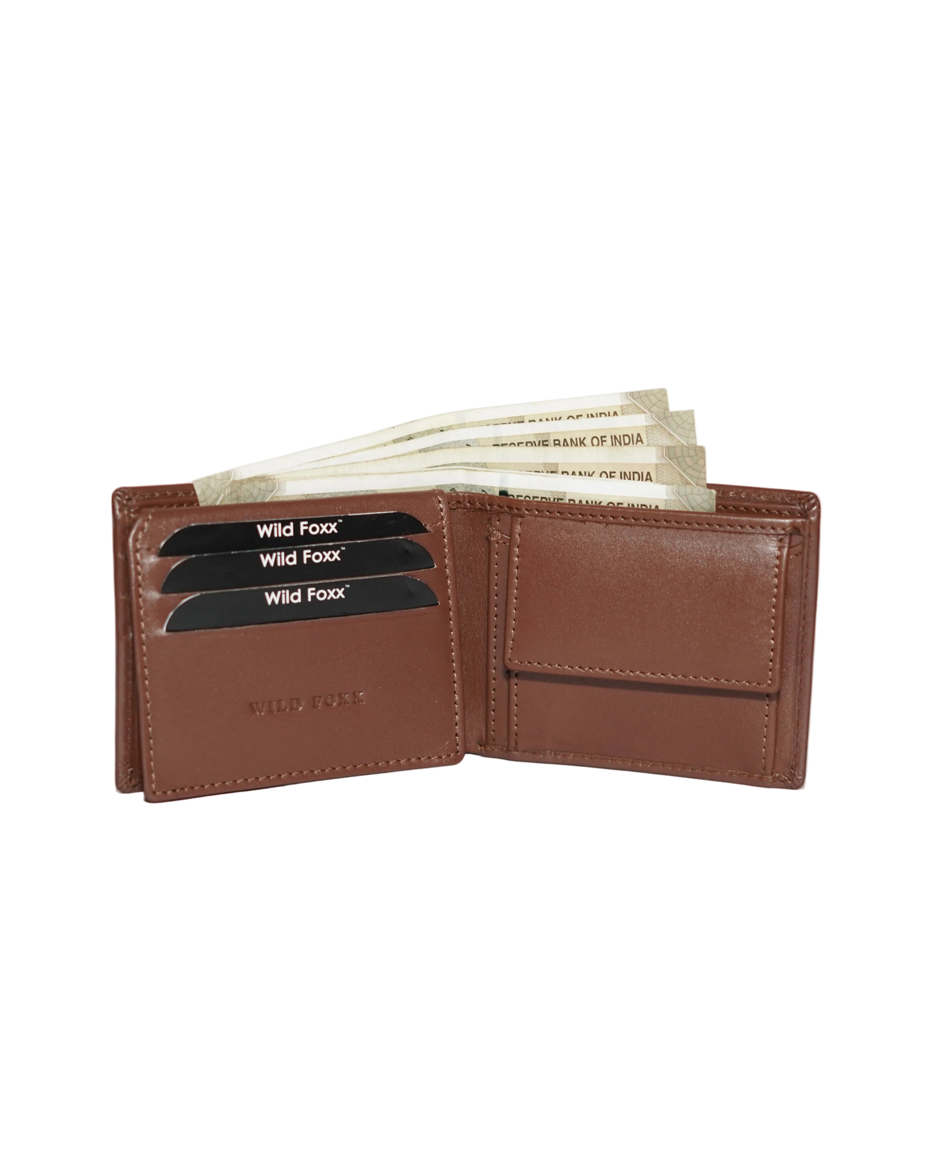 Wildfoxx Classic Saddle Brown Bi-Fold Wallet with Coin Pouch