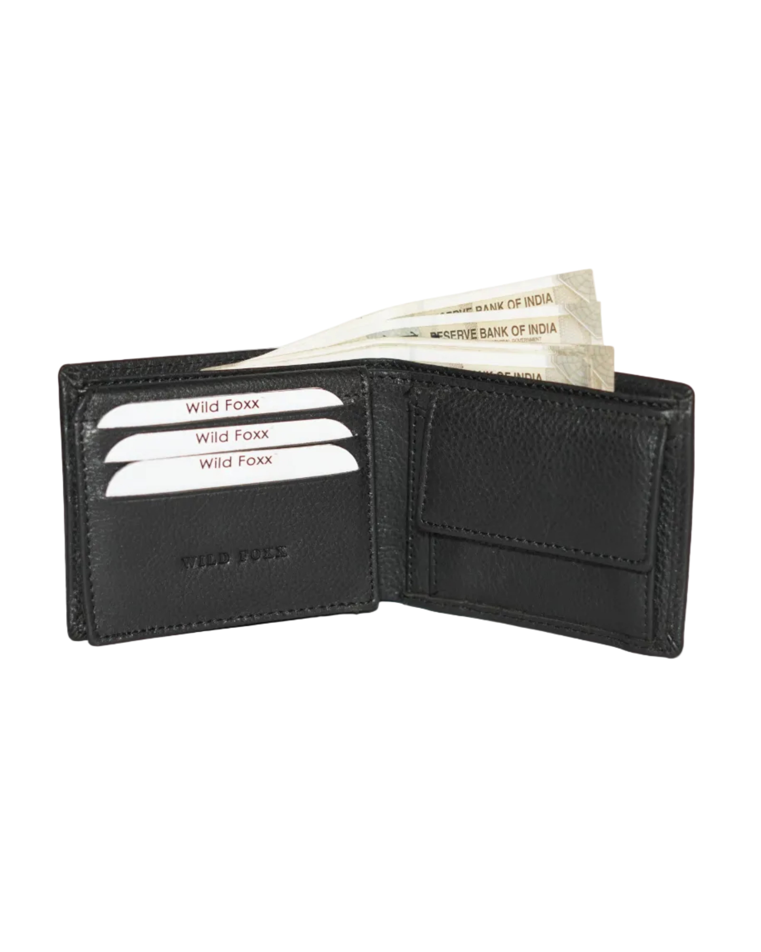 Wildfoxx Midnight Black Signature Bi-Fold Wallet with Coin Pouch