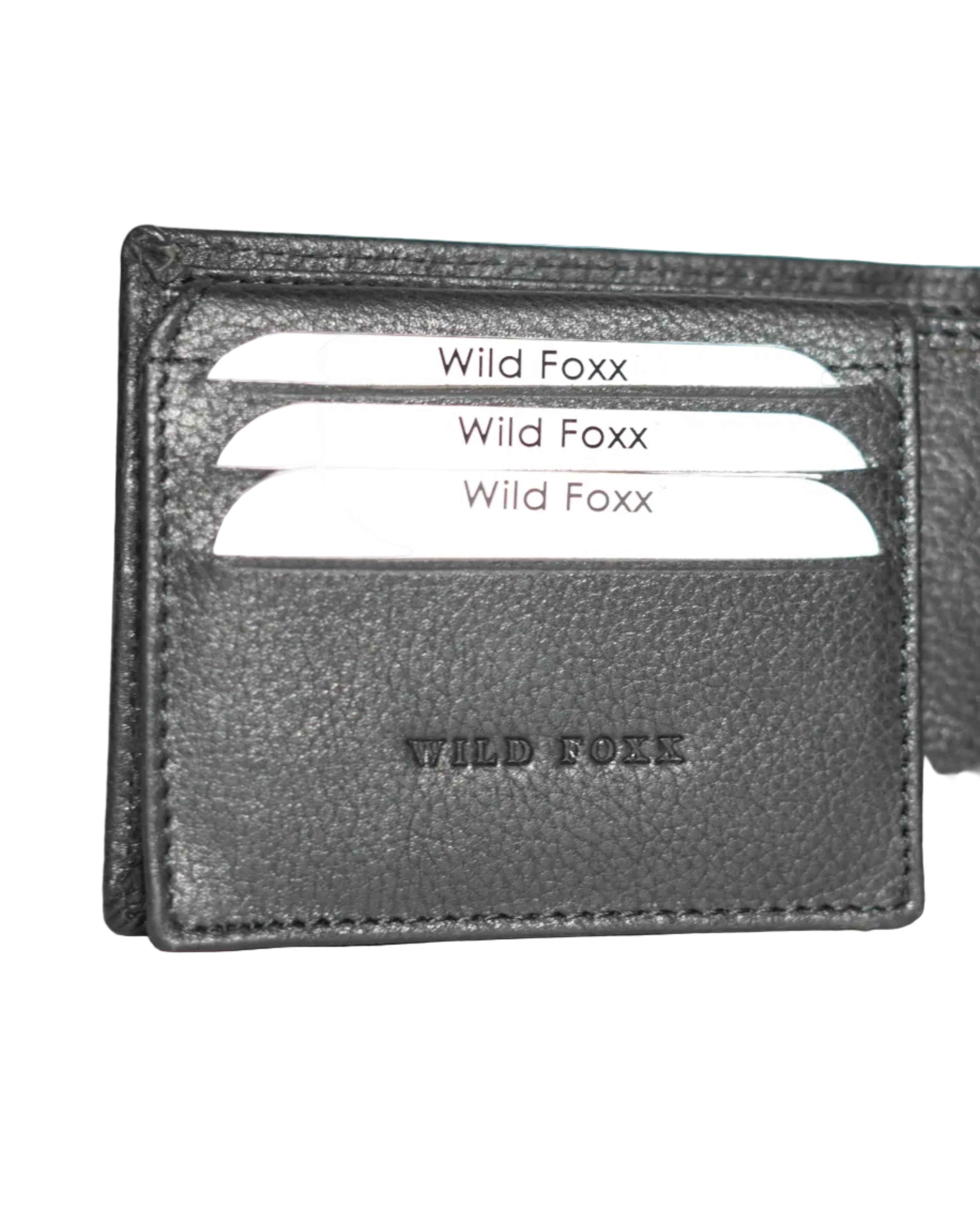 Wildfoxx Midnight Black Signature Bi-Fold Wallet with Coin Pouch