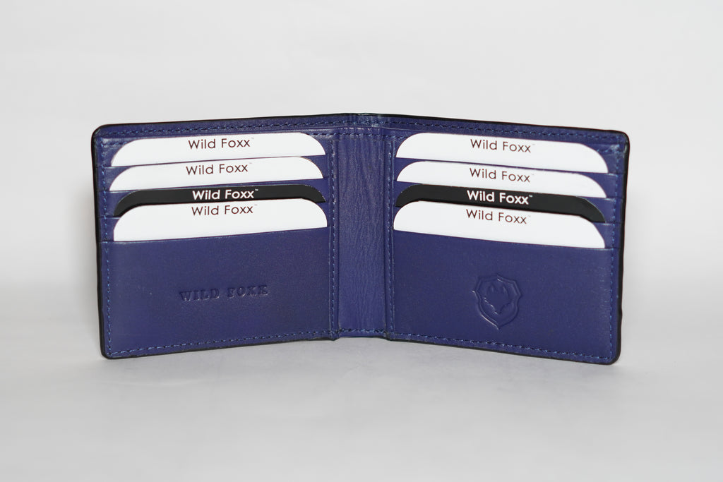 Wildfoxx Legan Dual Tone Leather/Vegan Wallet - Black & Blue