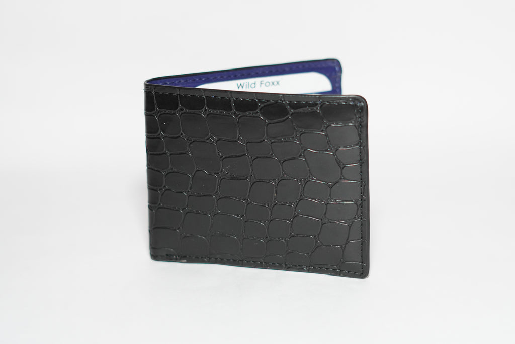 Wildfoxx Legan Dual Tone Leather/Vegan Wallet - Black & Blue