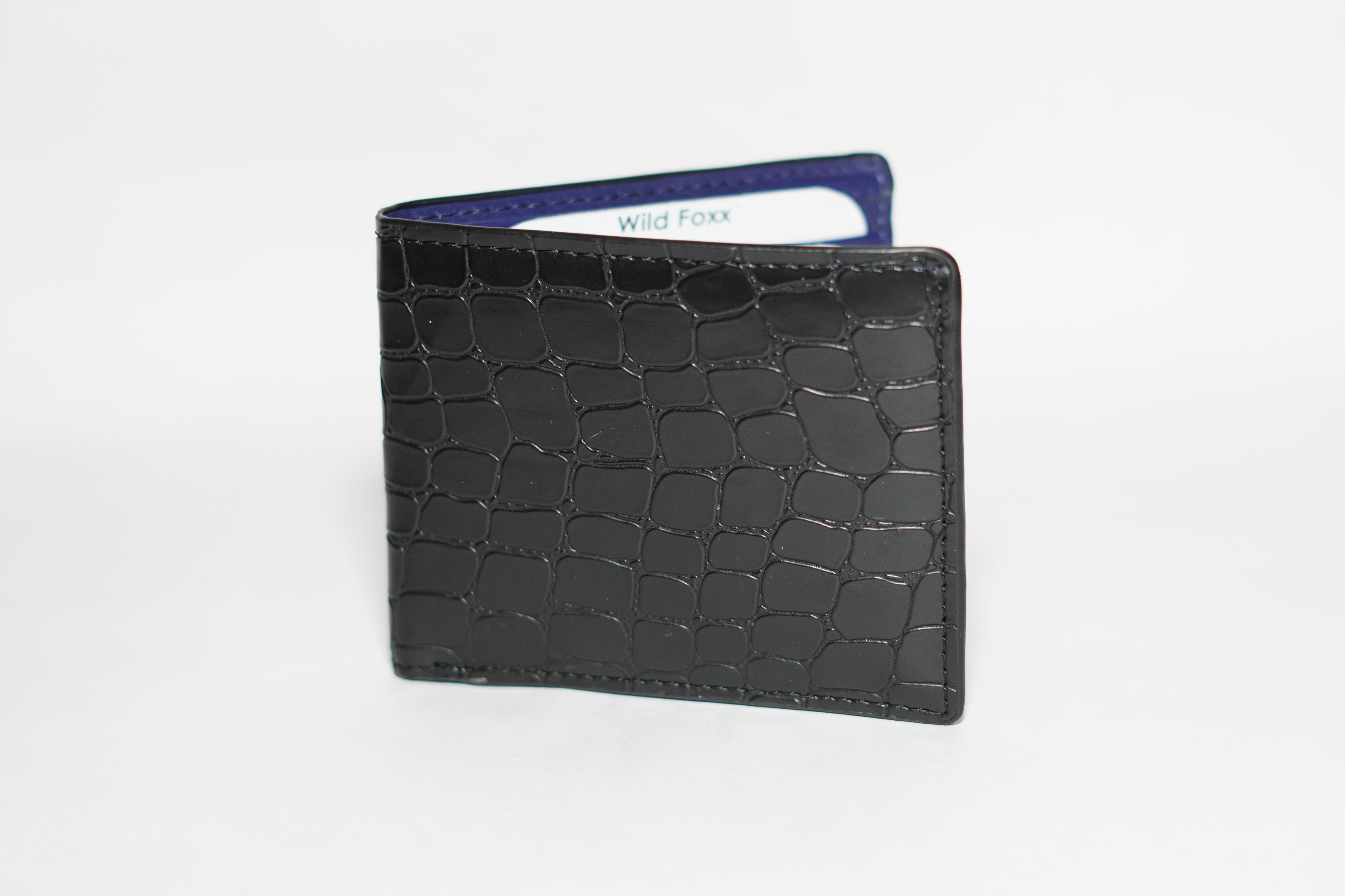 Wildfoxx Legan Dual Tone Leather/Vegan Wallet - Black & Blue