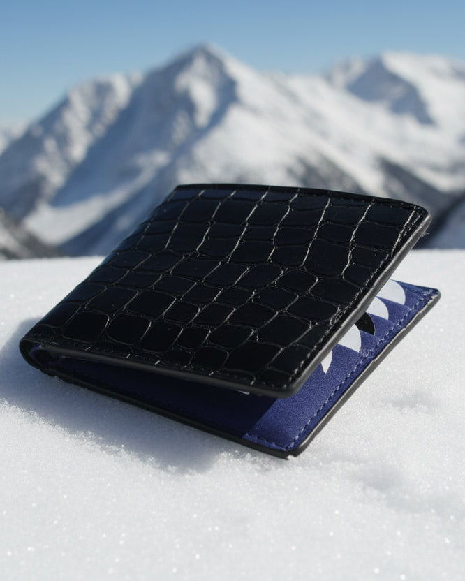 Wildfoxx Legan Dual Tone Leather/Vegan Wallet - Black & Blue