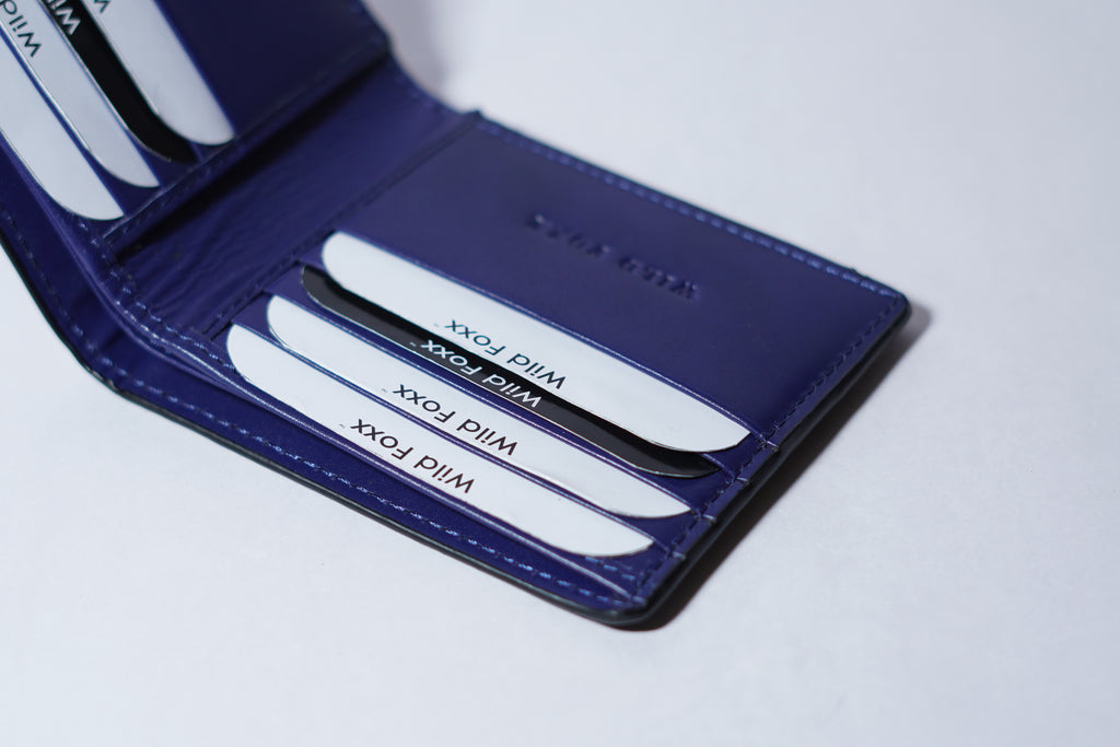 Wildfoxx Legan Dual Tone Leather/Vegan Wallet - Black & Blue