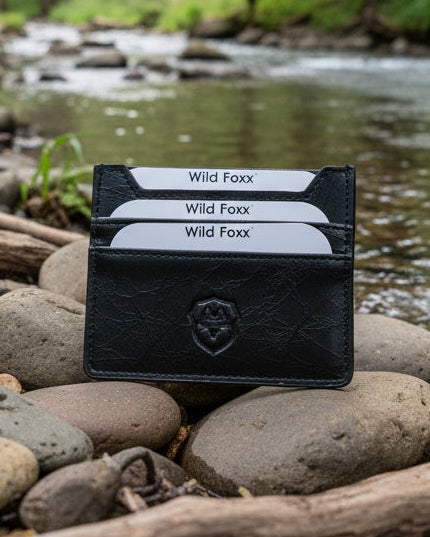 Wildfoxx 3 Slot Leather Card Case - Black