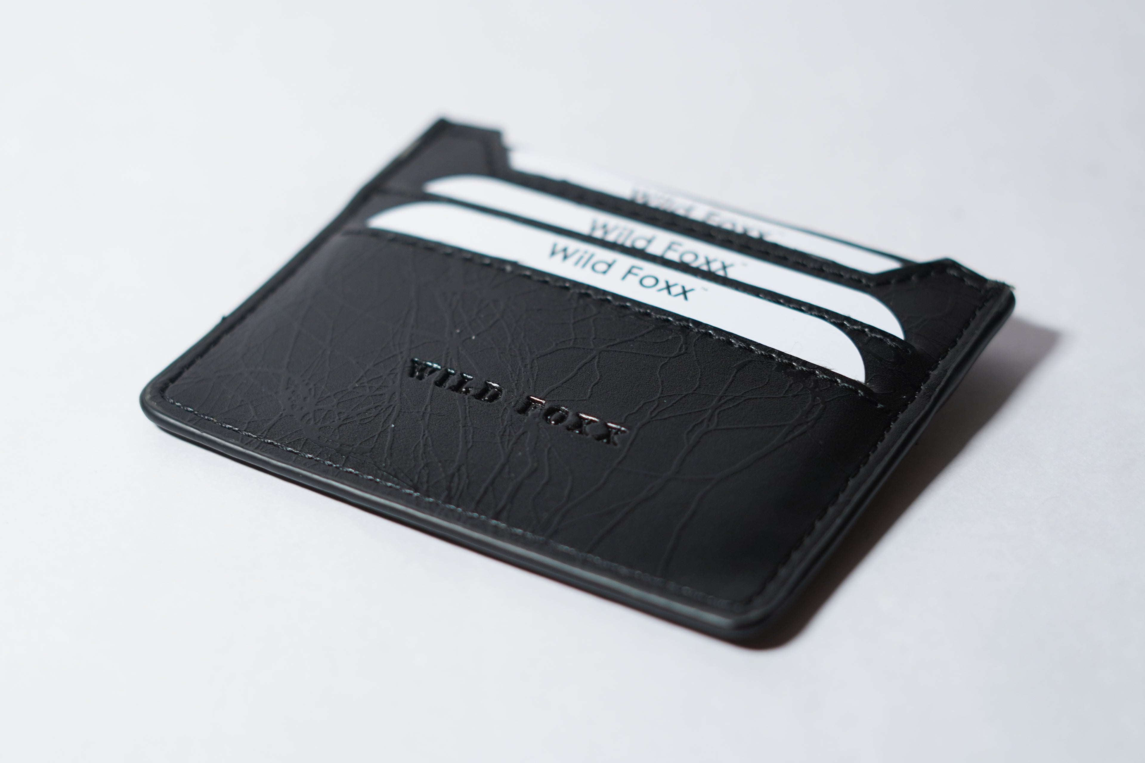 Wildfoxx 3 Slot Leather Card Case - Black