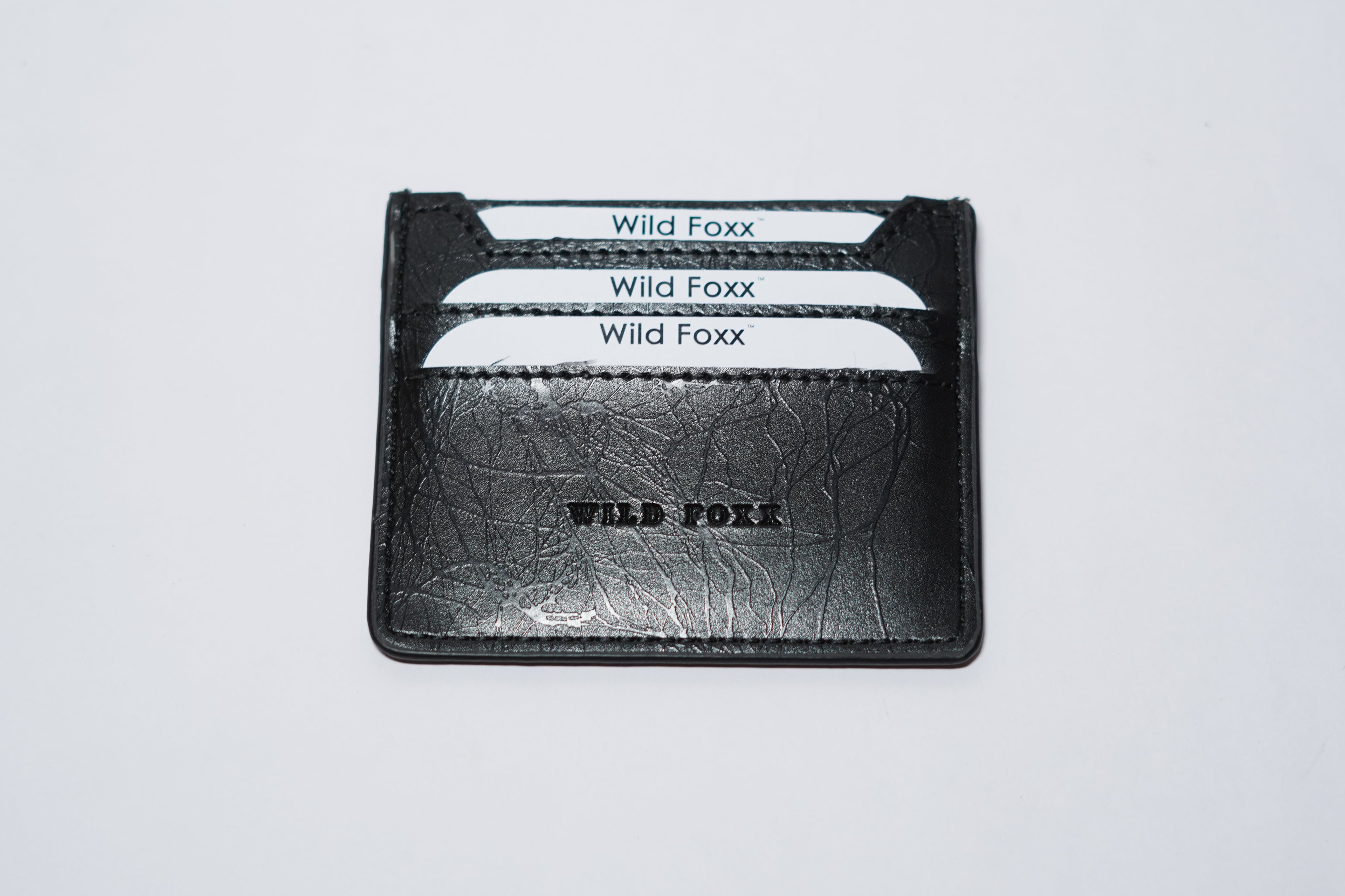 Wildfoxx 3 Slot Leather Card Case - Black